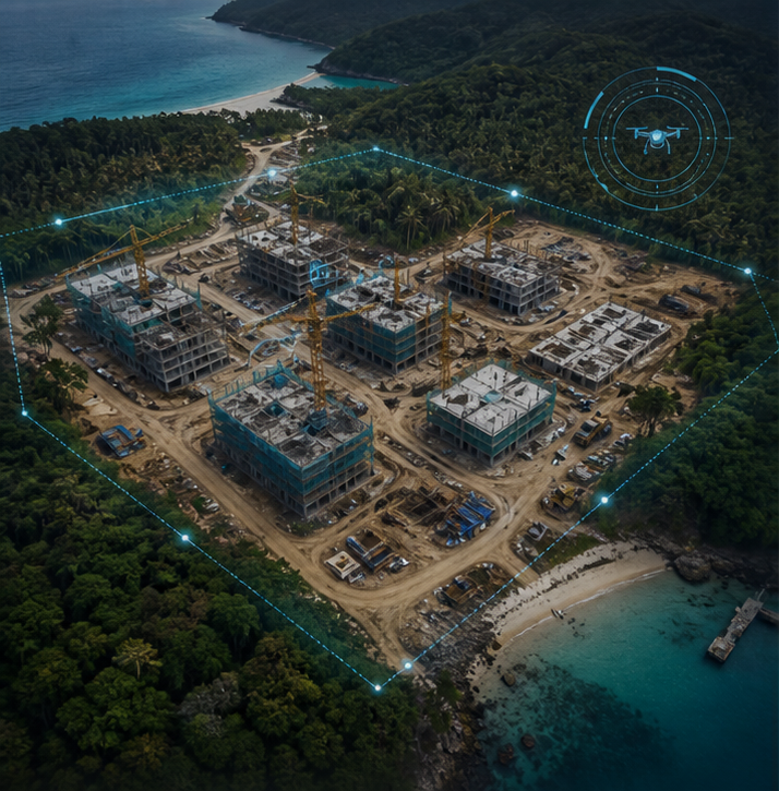 Remote real estate development monitoring in a tropical area