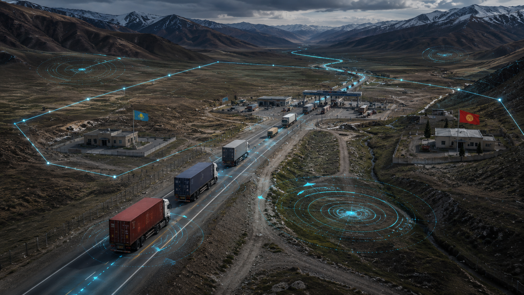 Cross-border cargo route monitoring in remote terrain