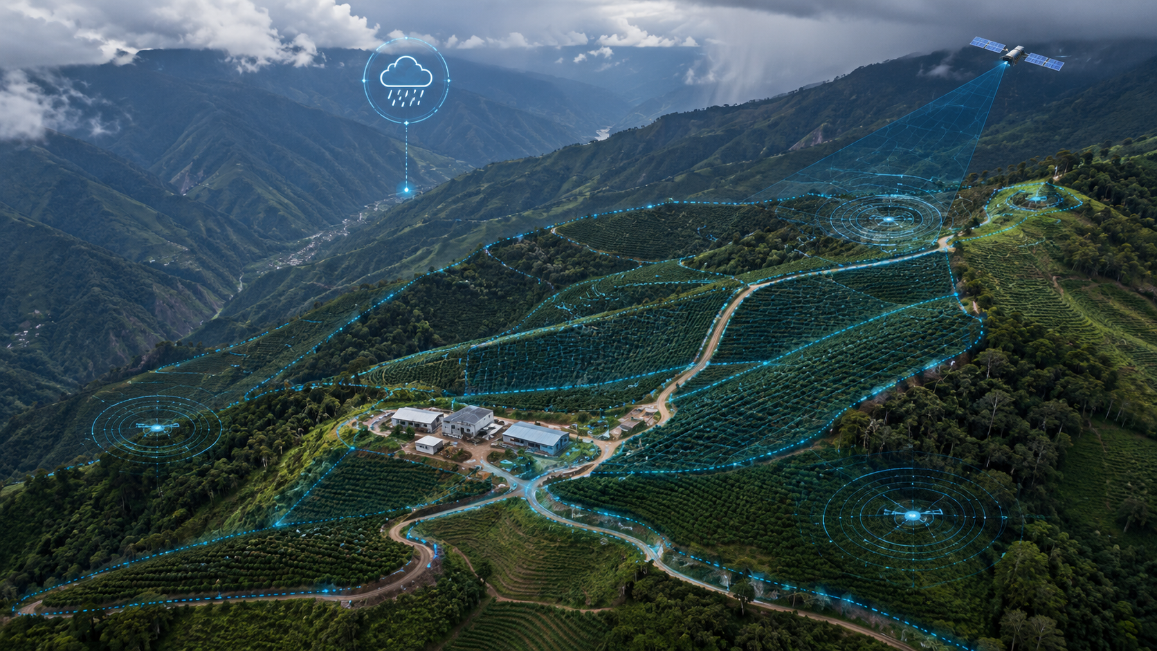 Remote coffee plantation monitoring in mountainous terrain